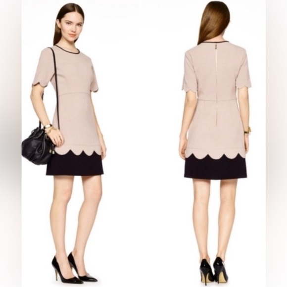 Kate Spade New York Sponge Crepe Scallop Short Sleeve Dress Chic Career Size 10 - Picture 3 of 10